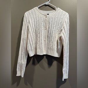 H&M Divided Cream Cable Knit Cardigan Size M